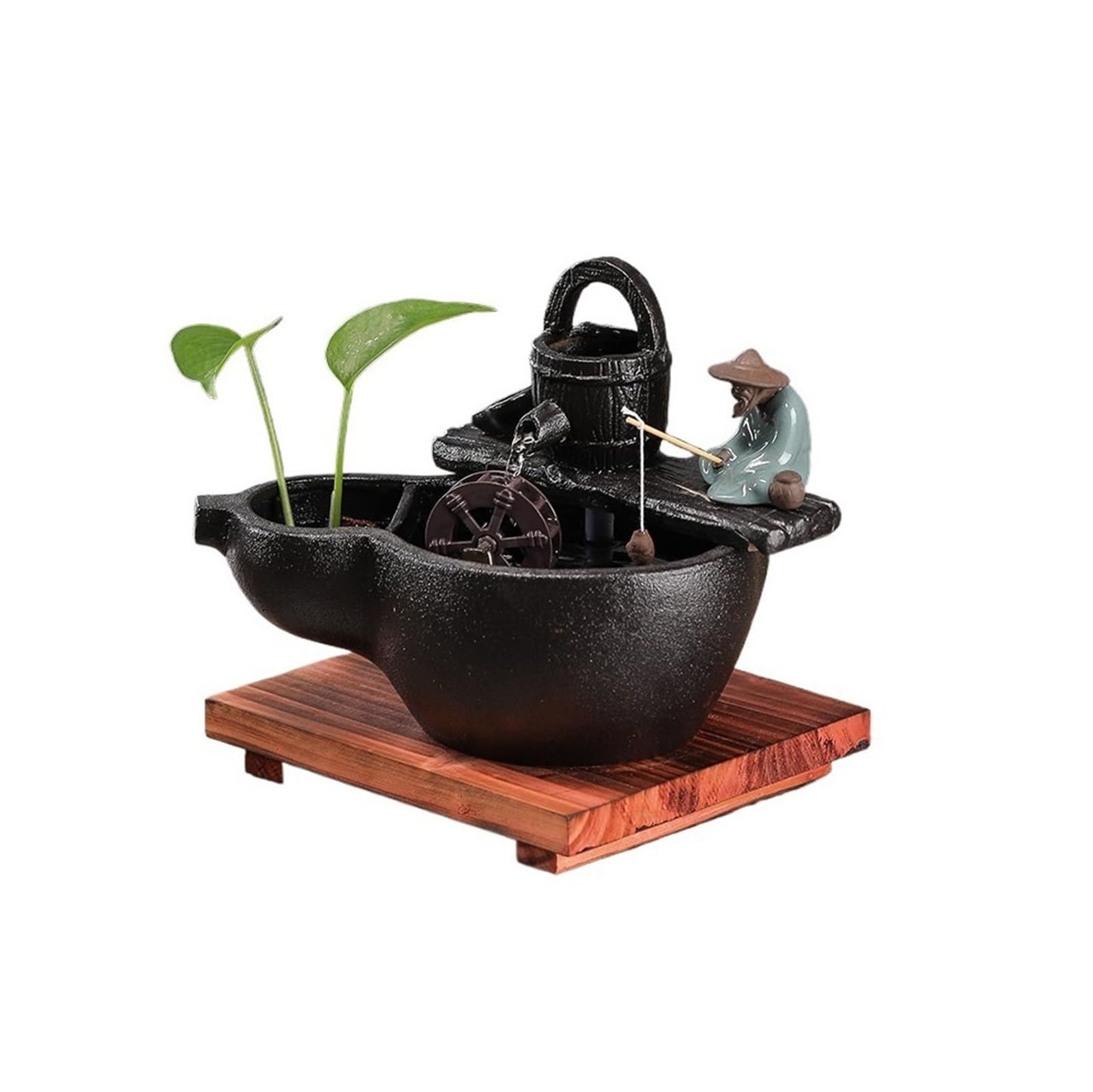 water feature Feng Shui Water Ornaments Indoor Waterfall Fountain Decor(Black)
