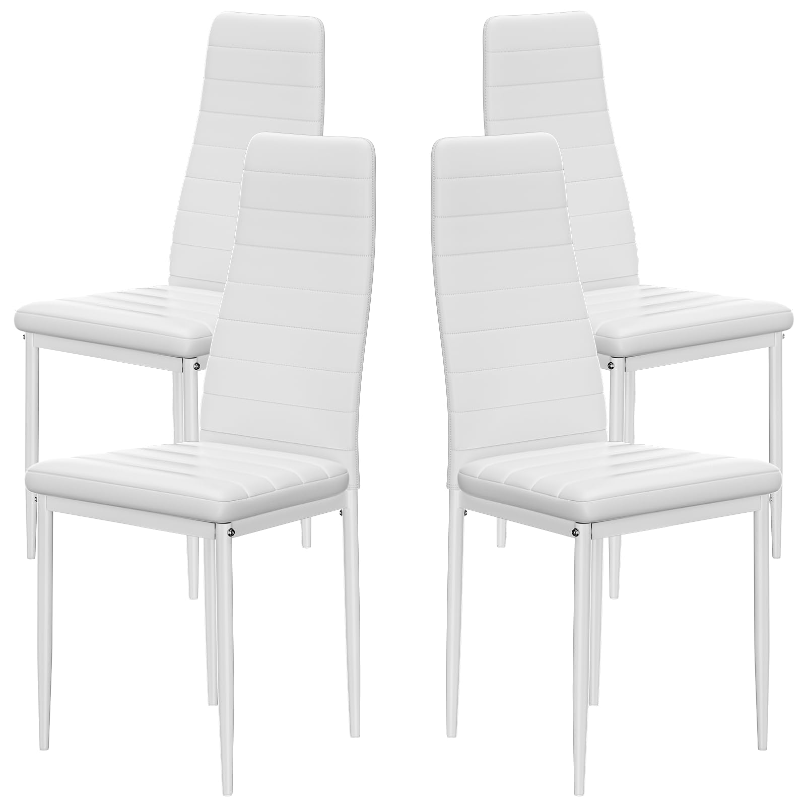 buybyroom Stühle Esszimmer 4er Set, Küchenstühle Esstisch Modern mit Hoher Rückenlehne, Gepolsterter Esszimmerstuhl für Wohnzimmer, Küche, Büro, Gäste, Schlafzimmer, Weiß