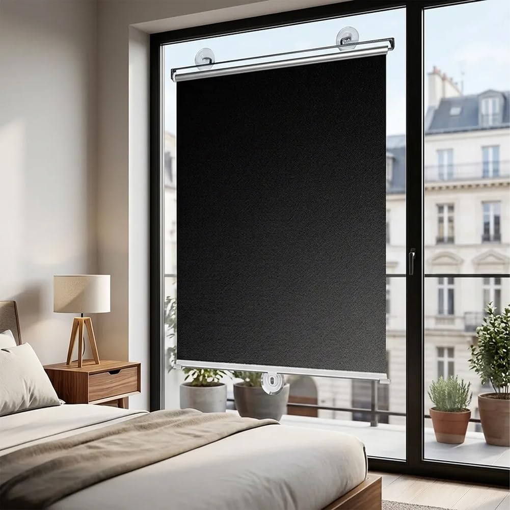 Générique Store Enrouleur Occultant Protection Solaire 45x120cm 50x200cm Store À Rouleau Pare-Soleil Fenêtres Temporaire sans Perçage Rideau D'ombrage avec Ventouses pour Voiture Chambre(75x110cm)
