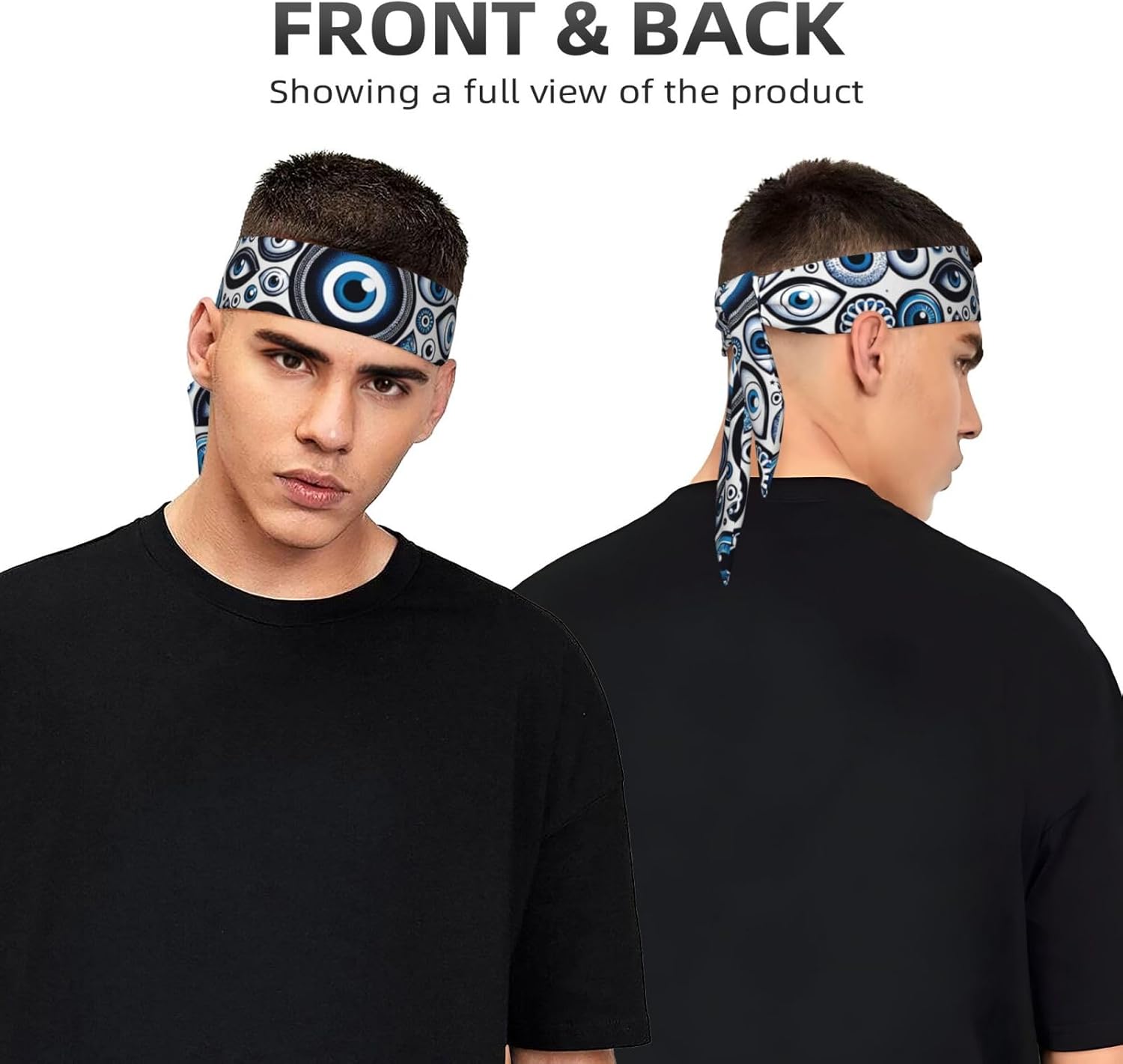 Multifunctional Double-Layer Turkish Evil Eye Sport Headband, Soft Tie Headband Workout Sweatband for Yoga, Running & More - Image 4