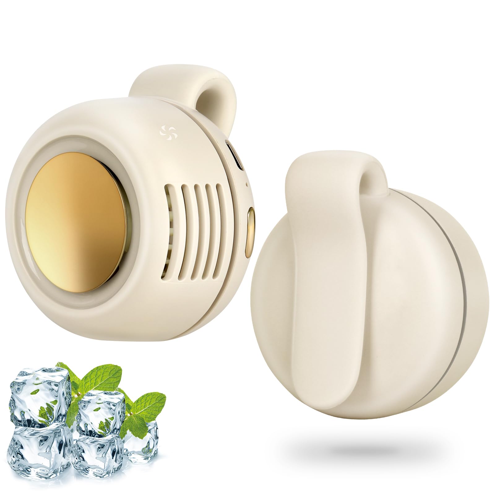Mini ventilatore elettrico senza pale, portatile, silenzioso, a 3 velocità, con clip su vita e collo, ricaricabile, piccolo ventilatore elettrico da viaggio per vita all'aperto, viaggi, ufficio