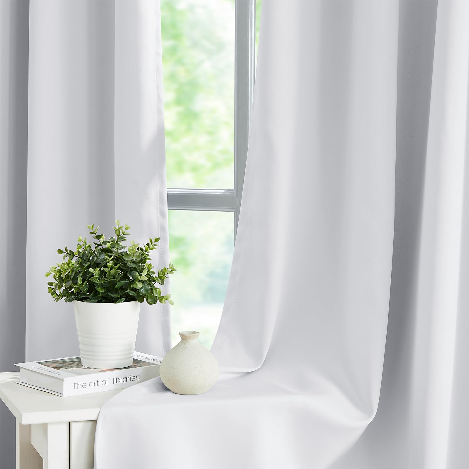 Treatmentex 2er-Set Blickdichte Vorhänge mit Kräuselband Thermovorhang Kälteschutz Verdunkelung Gardinen für Schlafzimmer Wohnzimmer, gräuliches Weiß, 245x140cm (HxB)