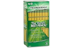96 Count Wood-Cased #2 HB Pencils, Sharpened, Yellow - Ticonderoga