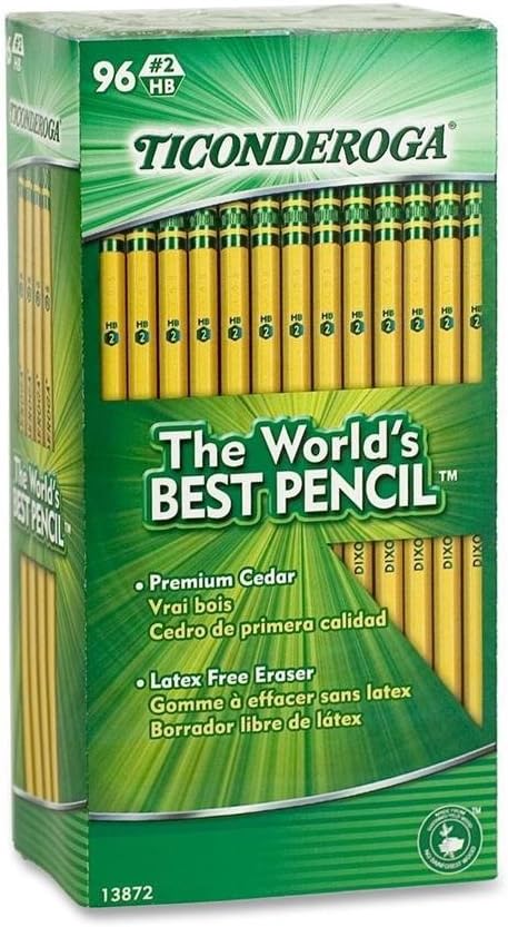 Product image of Dixon Ticonderoga Wood-Cased #2 HB Pencils, Box of 96, Yellow