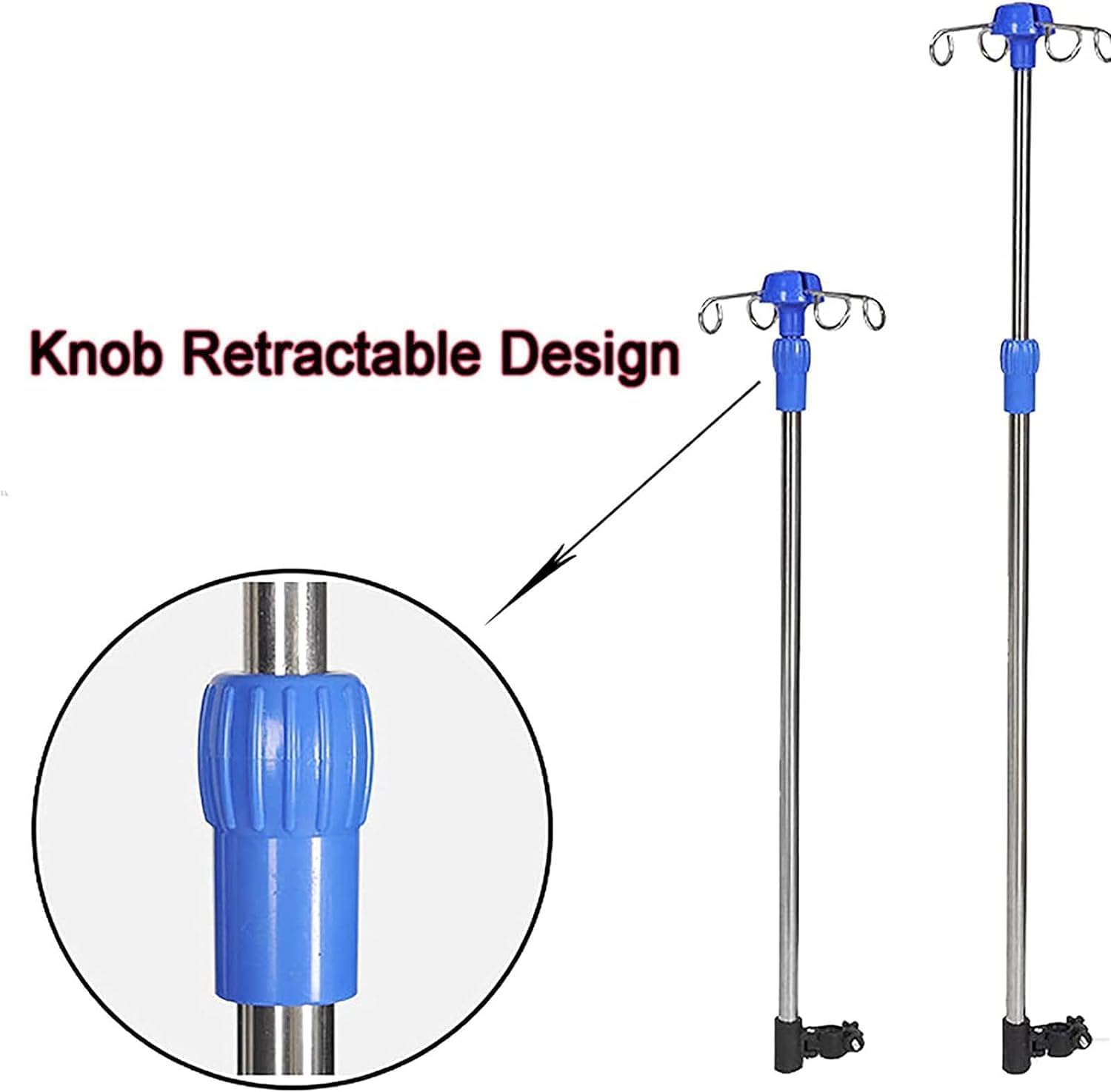 Soporte IV de Acero Inoxidable para Silla de Ruedas, Soporte para Bolsa IV, 4 Ganchos, Soporte para infusión Ajustable en Altura, 2 uds.