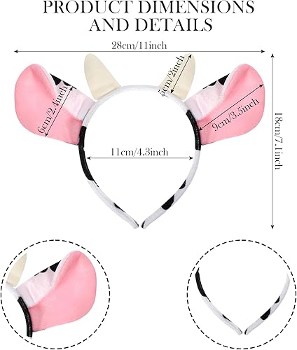 Miniatura 3 de Cindeer Diadema de 3 piezas de zoológico para disfraz de orejas de animales de zoológico, selva, safari, felpa, para adultos, niños, fiesta de
