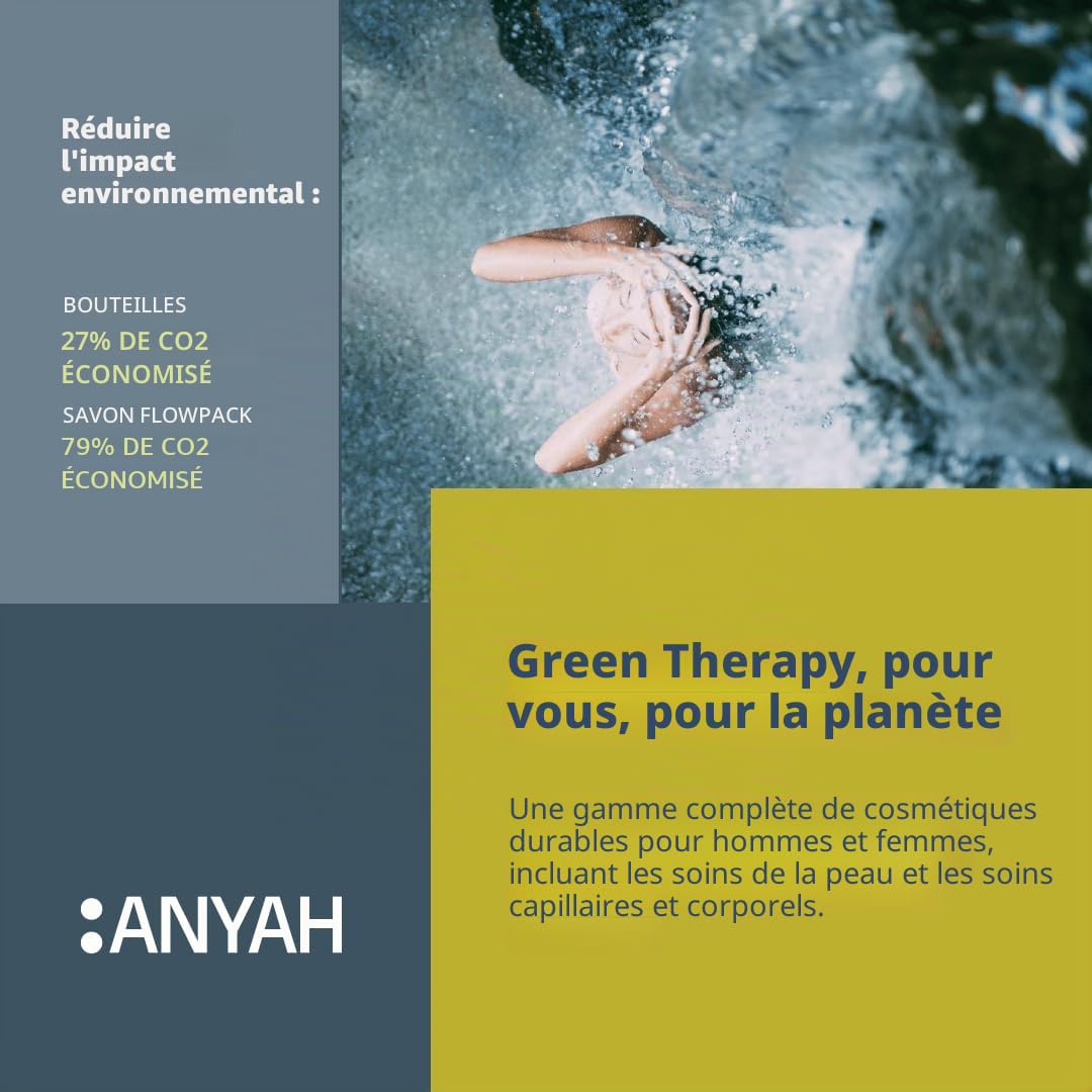 Anyah - Shampooing et Gel Douche - 4x480ml - Rechargeables - Formule Quotidienne Douce Tout-en-Un avec Extrait de Lamier Blanc - Shampooing - Savon de Douche - Fabriqué en Italie