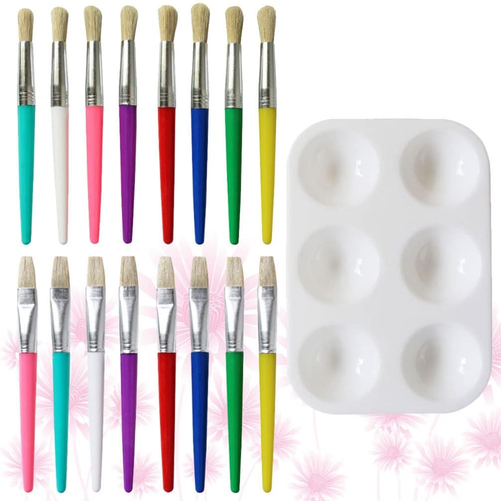 Paint Brush Set, Kids Suit White Set Brush Acrylic Oil Watercolor Gouache Drawing Kit for Kids Professional DIY Art Craft 1 Pc, 16 Pcs Brush Tinting Kit Rectangular Tray