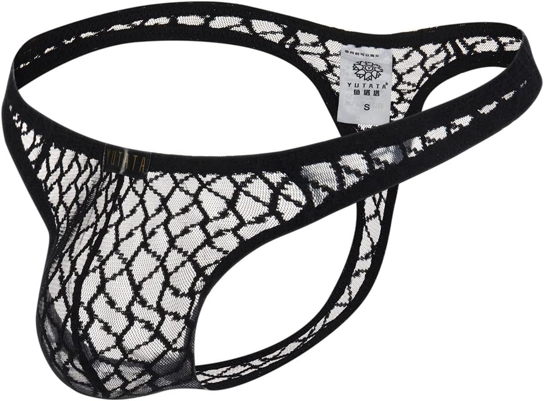Pdbokew Men's Transparent Thong Underwear Comfty Lace Pouch Underwear - Image 3