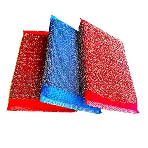 BIRDWARE Premium Scrub Set - Made of Steel & Fiber Cloth - Multicolor - Pack of 3 -Size :- 13 x 9 cm No.1