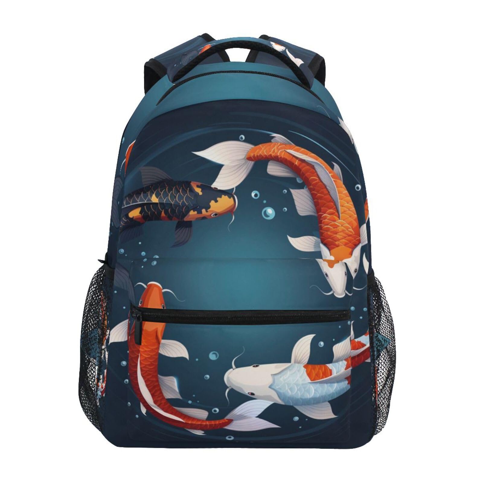 Pesce Koi Nuoto Tranquillo Zaino Scolastico per Ragazzi Ragazze,Borse per Libri e Studenti Alla Moda