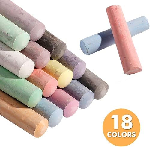Miniatura 3 de feela Tiza para acera, paquete de 144 unidades, 18 colores, juego de tizas para acera para niños, a granel, ideal para niños y familia, pintura en