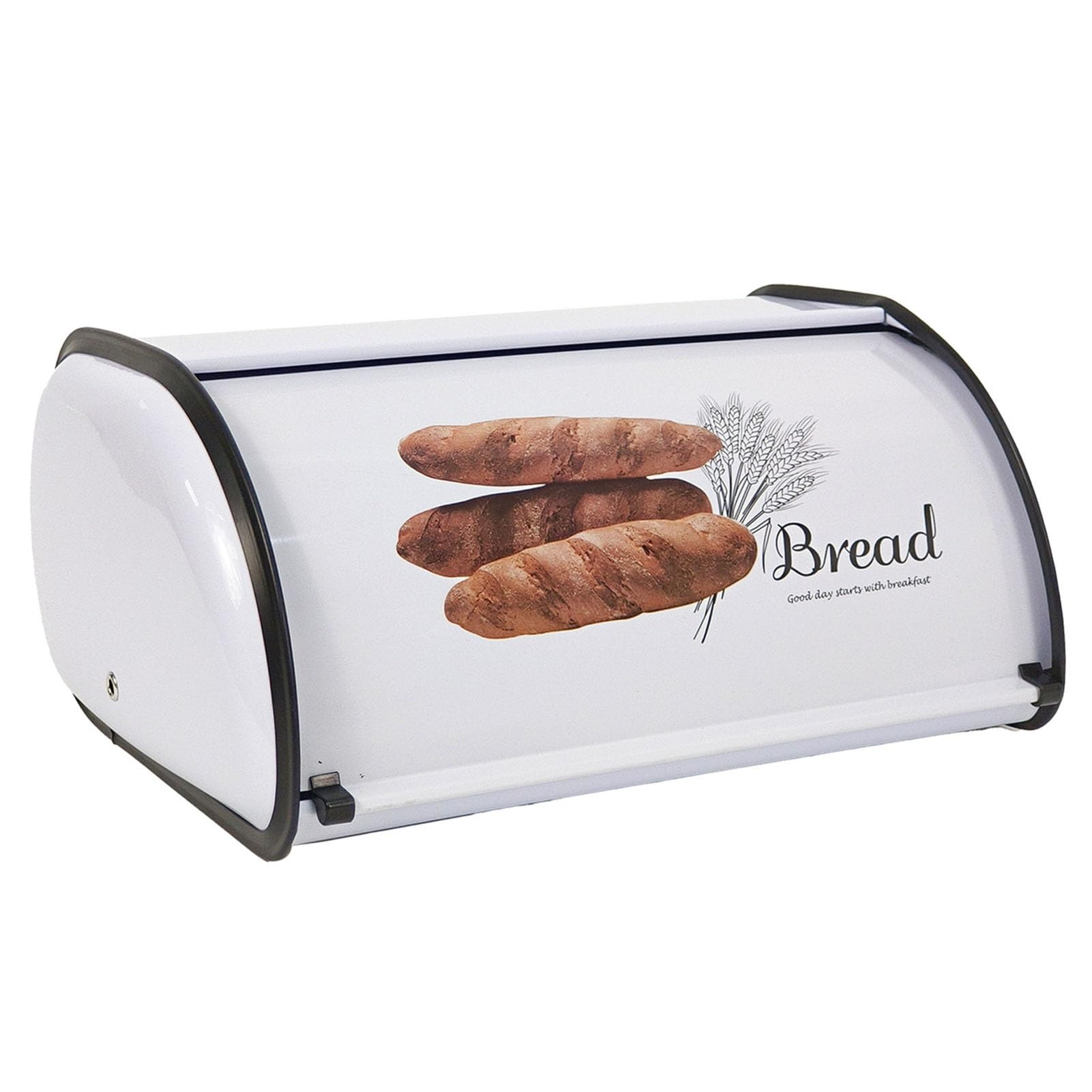 JFBLSD Iron Bread Box Household Bread Bin with Vintage Pattern Design Sturdy and Easy to Wipe for Kitchen Countertop or Cabinet Storage(White)