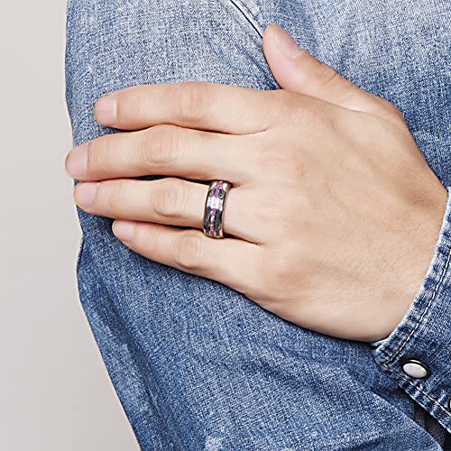 NUNCAD Mens Tungsten Ring Wedding Band 8mm Real Blue/Green Opal and Abalone Shell Tungsten Engagement Ring Comfort Fit Size 7-124