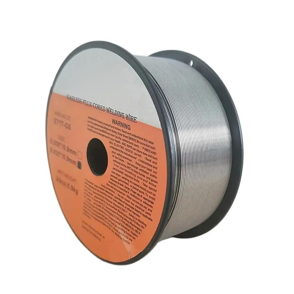 Filo for saldatura senza gas animato E71T-GS da 1 kg (2 libbre), materiale for saldatura in acciaio al carbonio senza gas, 0,8 mm/0,9 mm, filo for saldatura autoprotetto(0.9mm)