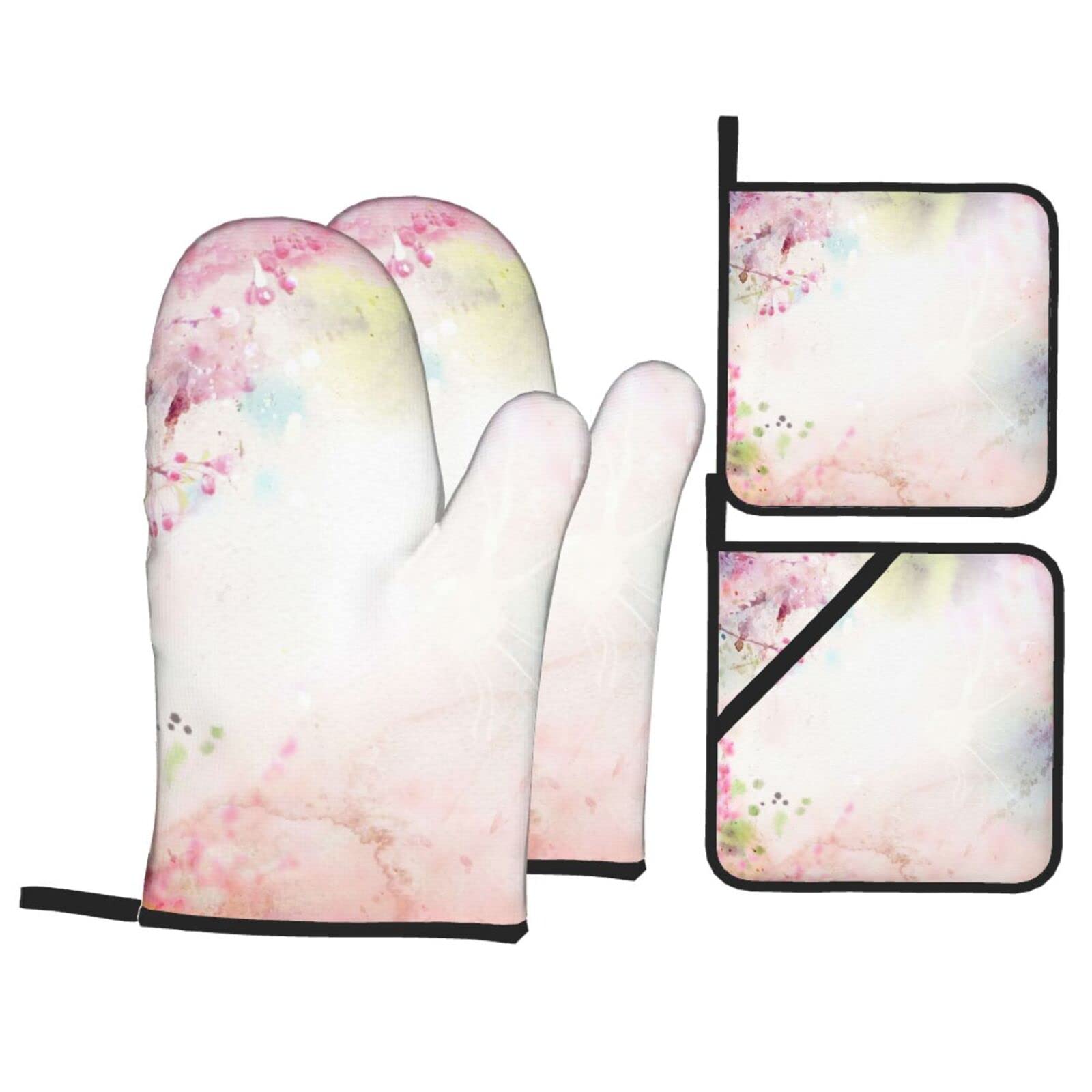 Maniques fleur aquarelle antidérapantes et maniques résistantes à la chaleur pour cuisine