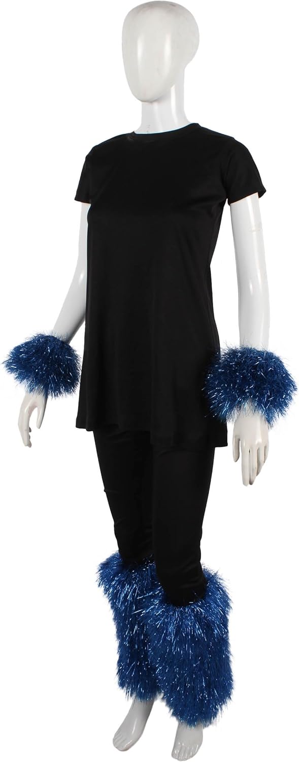 HPO Adult Unisex Party Multicolor Tinsel Leg Warmer and Cuffs Set, Halloween and Cosplay, Flame-retardant Tinsel Material