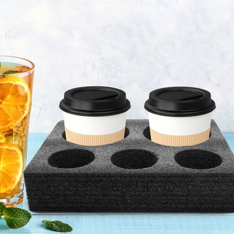 PartyKindom 3 & 5-Cup Foam Drink Carrier Tray, Spill-Proof EPE Pearl Cotton Takeout Cup Holder, Shock-Absorbing Beverage Packing Combination Set for Coffee Milk Tea Shops