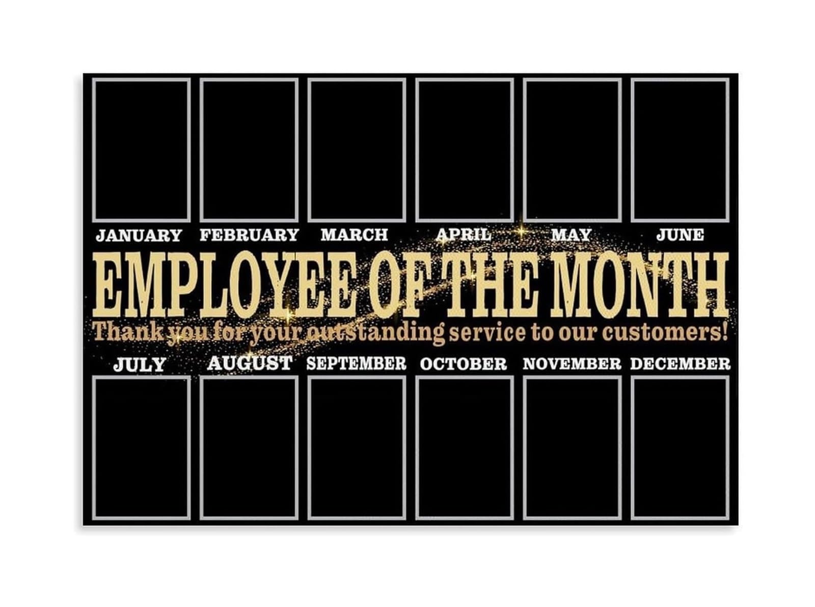 PKNVKZIDK Employee of the Month Board 12 Month Staff Recognition Display Motivational Office Wall Decor for Workplace Framed,16X24inch(40X60cm)