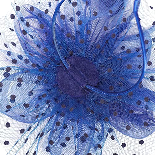 Zivyes Fascinators Hat For Women Tea Party Headband Kentucky Derby Wedding Cocktail Flower Mesh Feathers Hair Clip (1-Blue) #TOP4
