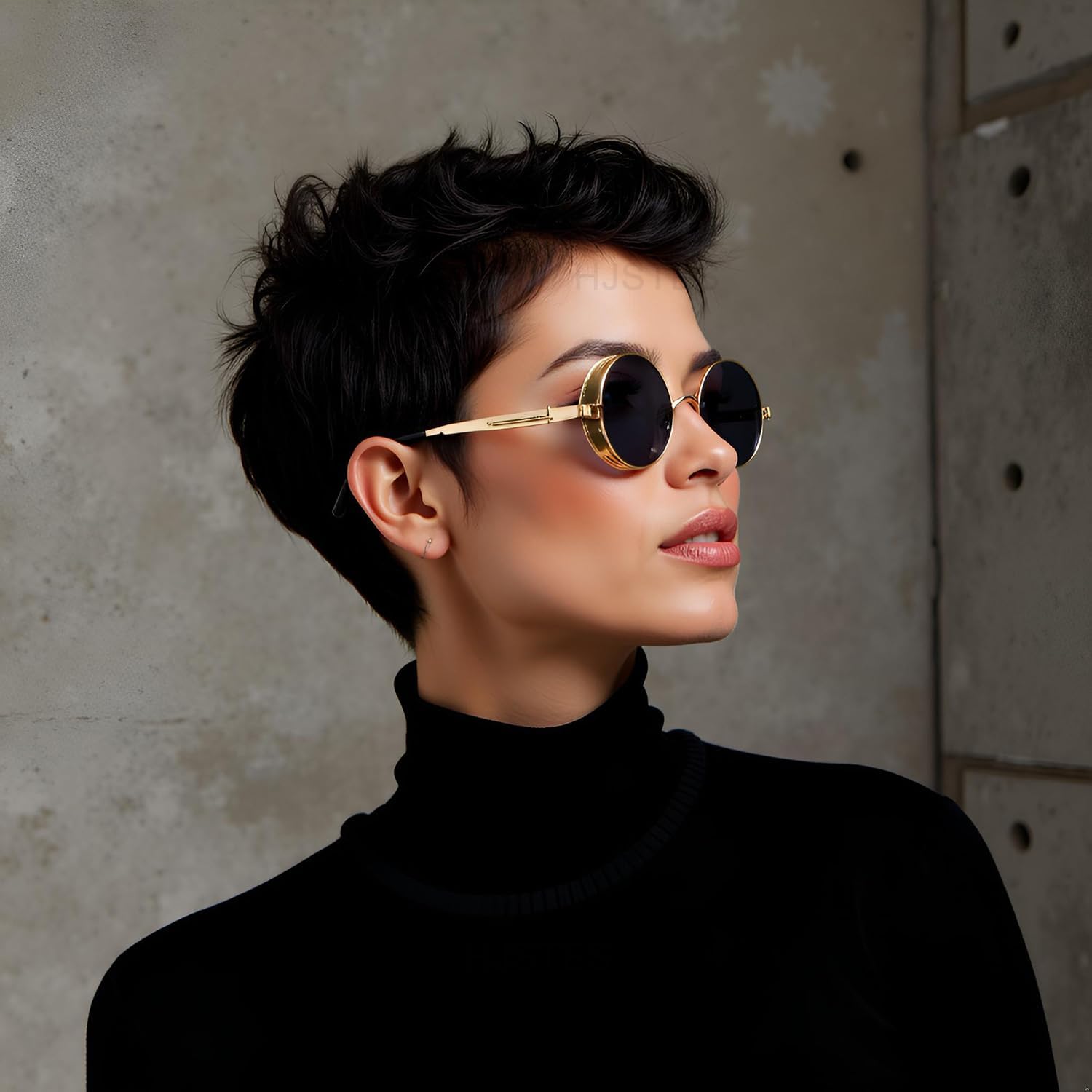 HJSTES Vintage Round Steampunk Sunglasses for Women Men Circle Gothic Glasses Retro Metal Frame - Image 3