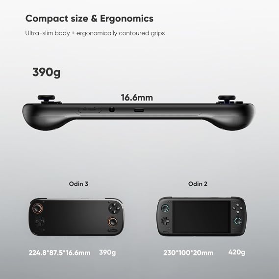 AYN Odin 3 Base Android Gaming Handheld | Qualcomm Dragonwing Q8, 6 120Hz AMOLED, 8000mAh Battery | 8GB RAM, 128GB Storage | Wi-Fi 7 | Next-Gen Emulation Console