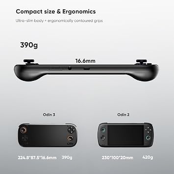 AYN Odin 3 Base Android Gaming Handheld | Qualcomm Dragonwing Q8, 6 120Hz AMOLED, 8000mAh Battery | 8GB RAM, 128GB Storage | Wi-Fi 7 | Next-Gen Emulation Console