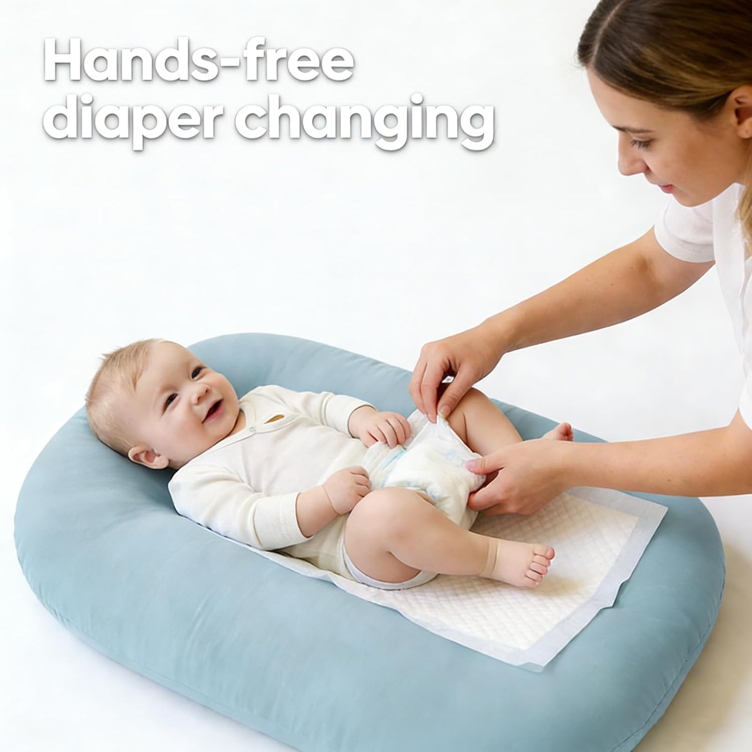 Baby Lounger 0-24 Months 100% Cotton-Snuggle Cozy Me Lounger,Soft & Breathable Baby Lounger for Newborn Play Mat,Infant Babies Essentials Gifts,Blue(Lounger Cover Included) - Image 7