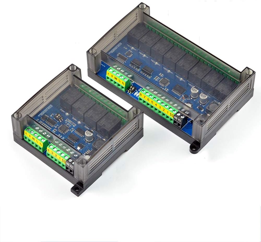 Taidacent Modbus RTU 485 Serial to Digital RS232 Serial Controlled Relay Smart Home IO Acquisition RS232 Relay Control Board (RS232+485 4 Input 10 Output Relay)