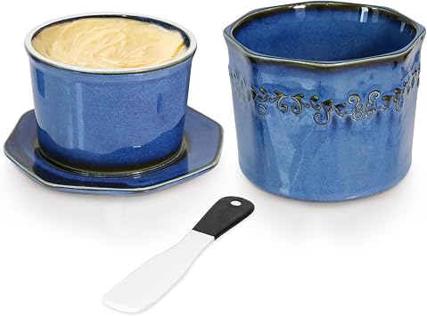 Ceramic Butter Bell 250 g French Butter Dish Butter Dish Water Cooled with Ceramic Knife French Water Butter Dish 250 g Kitchen Gifts Birthday Gift for Women