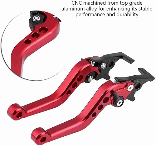 Miniatura 5 de Keenso 1 par de palancas de freno de motocicleta, palanca de freno de 0.866 in, disco doble para Yamaha, Honda, Suzuki, GY6 Xmax 400 (rojo)