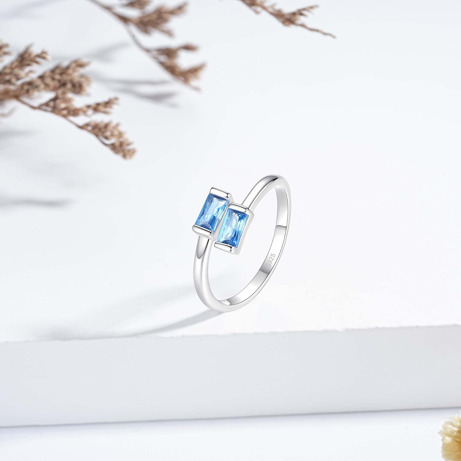 925 Sterling Silver Birthstone Rings for Women Dainty Adjustable Stackable Ring Engagement Wedding Promise Rings Birthday Christmas Valentines Jewelry Gift - Image 2