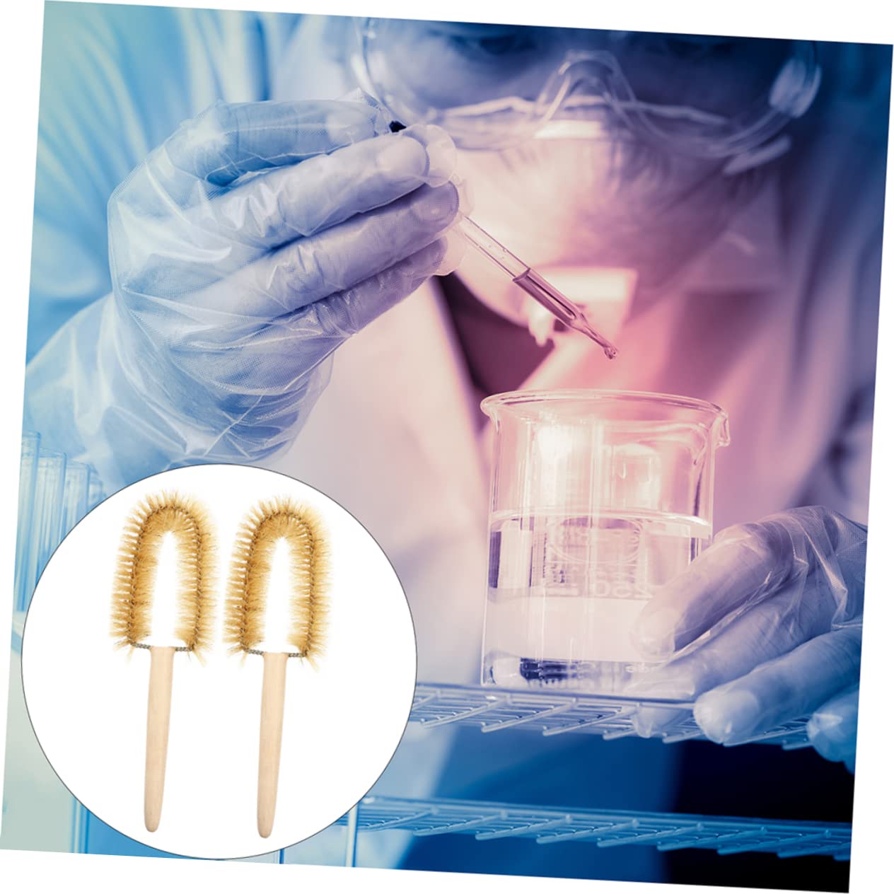 MUSISALY 5pcs Laboratory Beaker Brush Cup Brush Pipe Cleaner Brush Cleaning Brush Wash Cleaning Chemistry Test Brush Measuring Beaker Brush Paintbrushes Multifunction Cleaning Wooden