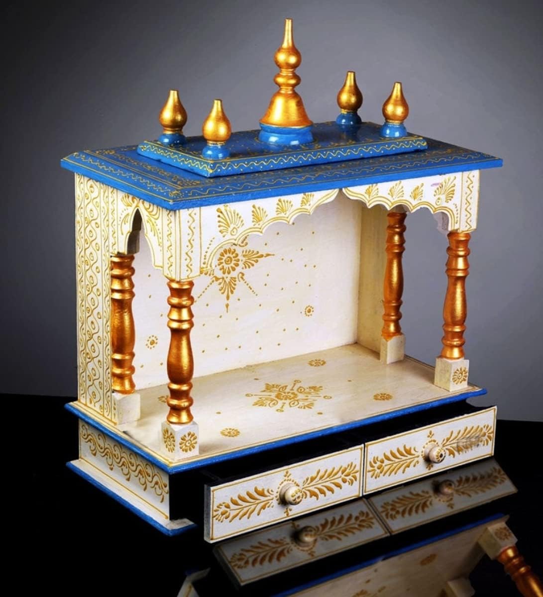 Kamdhenu art and craft Wooden Temple/Home Temple/Pooja Mandir/Pooja Mandap/Temple for Home (N WH)