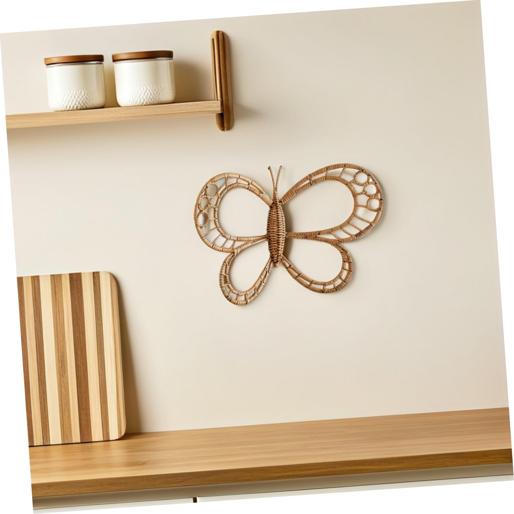 BESTYASH Decoración de Pared Forma de Ratán Estilo Bohemio Colgante de Pared de Mimbre para Habitación Infantil Guardería Sala de Estar