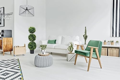 Miniatura 5 de Lvydec Paquete de 2 árboles topiarios artificiales de boj, árbol de bola topiaria de 3 pies en maceta, decoración para puerta delantera, porche,