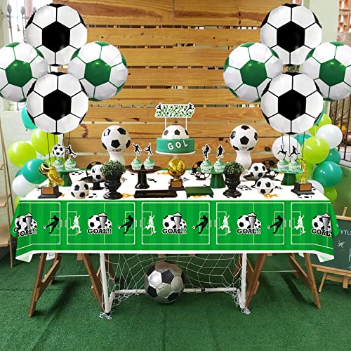 Pixhotul Soccer Party Decorations - 3 Pcs Soccer Tablecloths, 8 Pcs Foil Soccer Balloons Soccer Field Disposable Table Cover For Sports Event Game Day Soccer Birthday Party Supplies #TOP4