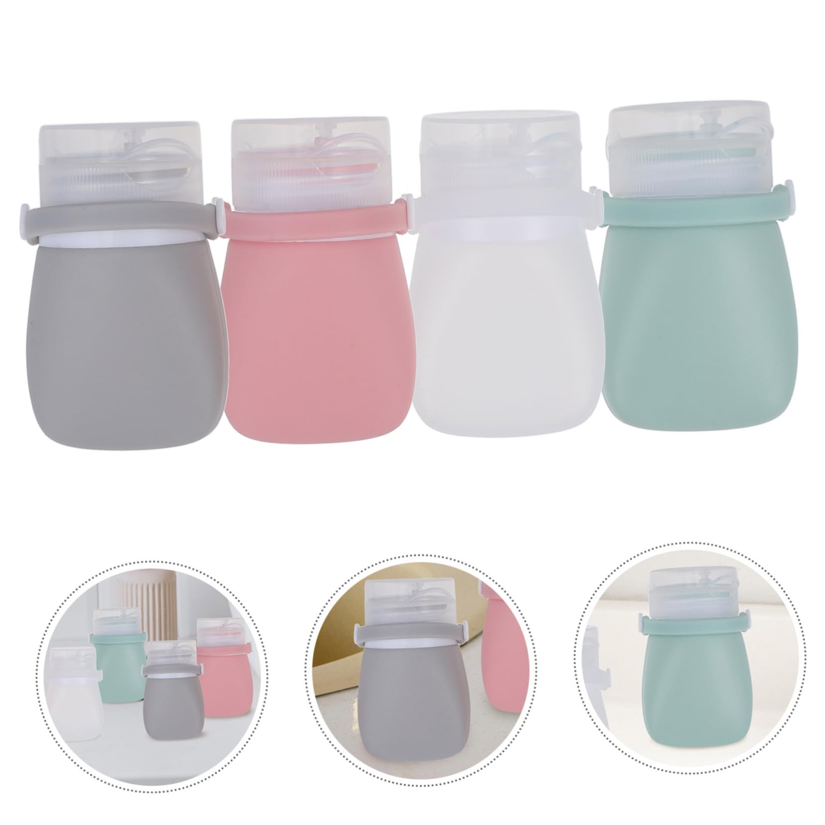 FOMIYES 4 Set Di Flaconi Per Cosmetici Liquidi Da Viaggio Comprimibili Contenitori Di Ricarica in Silicone Per Kit Di Cosmetici Da Viaggio