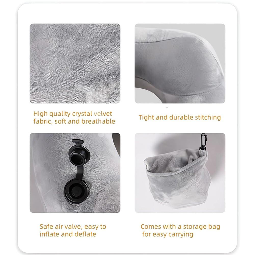 Cuscino Gonfiabile per Il Collo, Cuscino Gonfiabile da Viaggio, Supporto Ergonomico per Il Collo, Cuscino Gonfiabile Regolabile, Cuscino Multifunzionale E Confortevole per Il Collo (B)