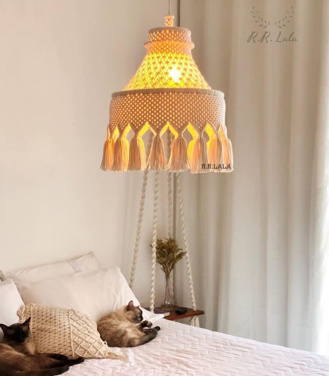 Buy Macrame Lampshade Hand-Woven Boho Bali Style, Housewarming 