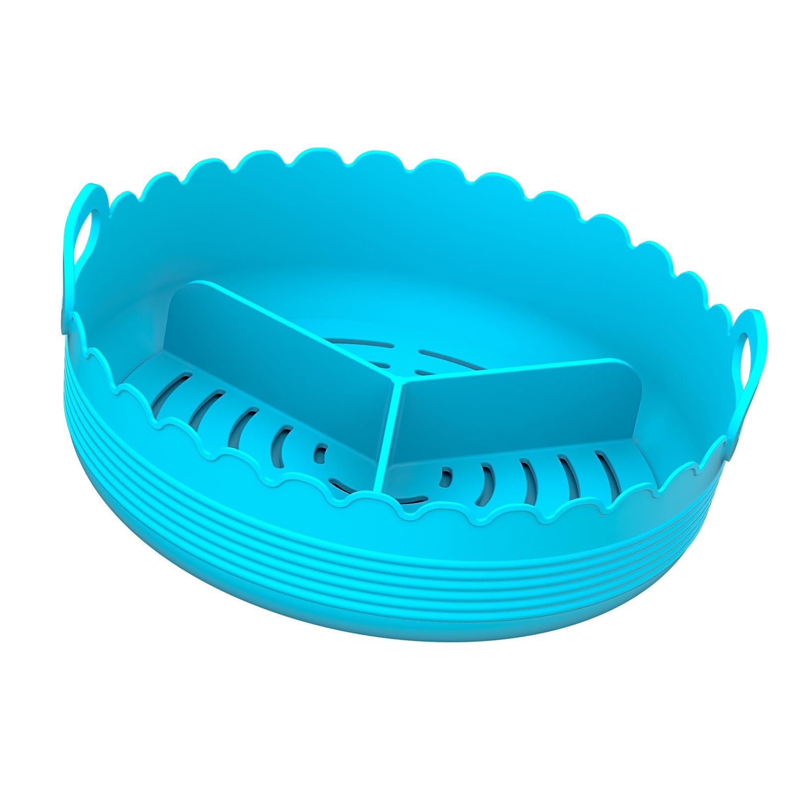 Pangboer Blue Meal Prep Air Insert, Round Silicone Basket Accessory With Raised Divider Tray For Cleaner Everyday Cooking Round Air Basket Insert Silicone Tray Divider Handles Cleanup Cooking Accessory Meal