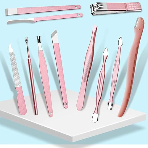 Miniatura 9 de Aoyuele - Juego de cortaúñas 18 en 1, kit de aseo profesional de acero inoxidable, tijeras de uñas, lima de uñas, tijeras de pelo de nariz,