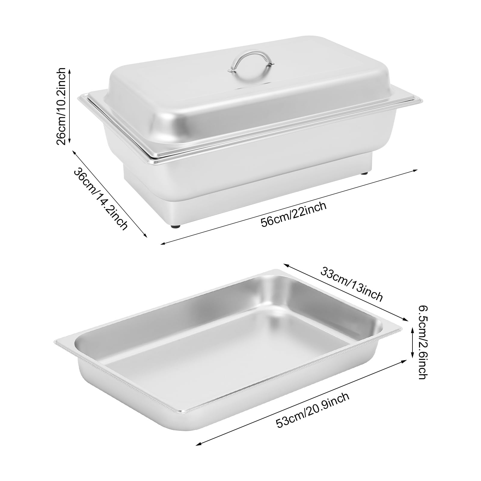 Chafing Dish - Riscaldatore elettrico in acciaio inox 9 l, temperatura regolabile 35-90 °C, 600 W, serbatoio di calore professionale, per buffet catering party