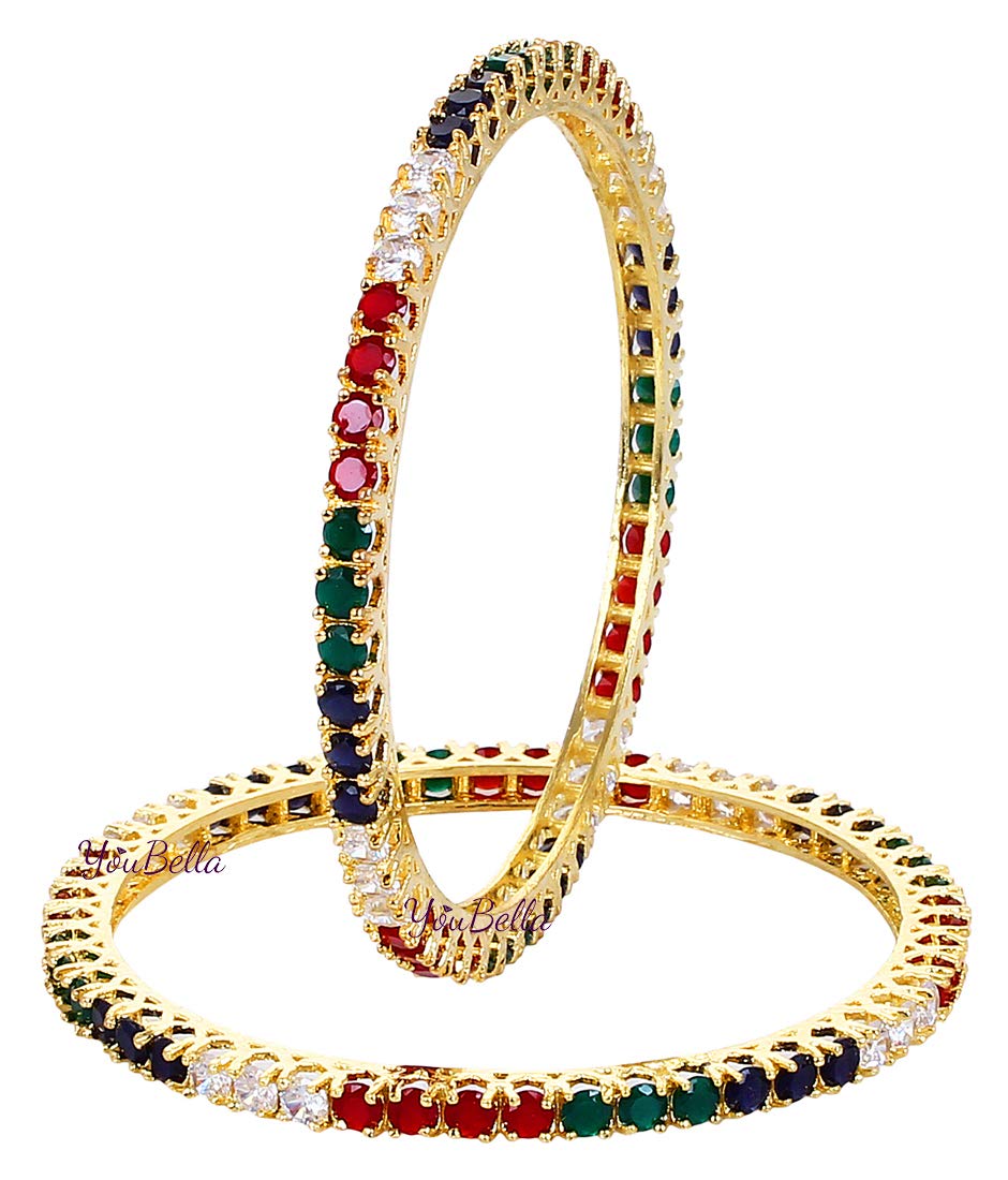 YouBella Multicolor American Diamond Jewellery Bangles for Women (2.8) (B01FSOAHN2) Amazon Price History, Amazon Price Tracker