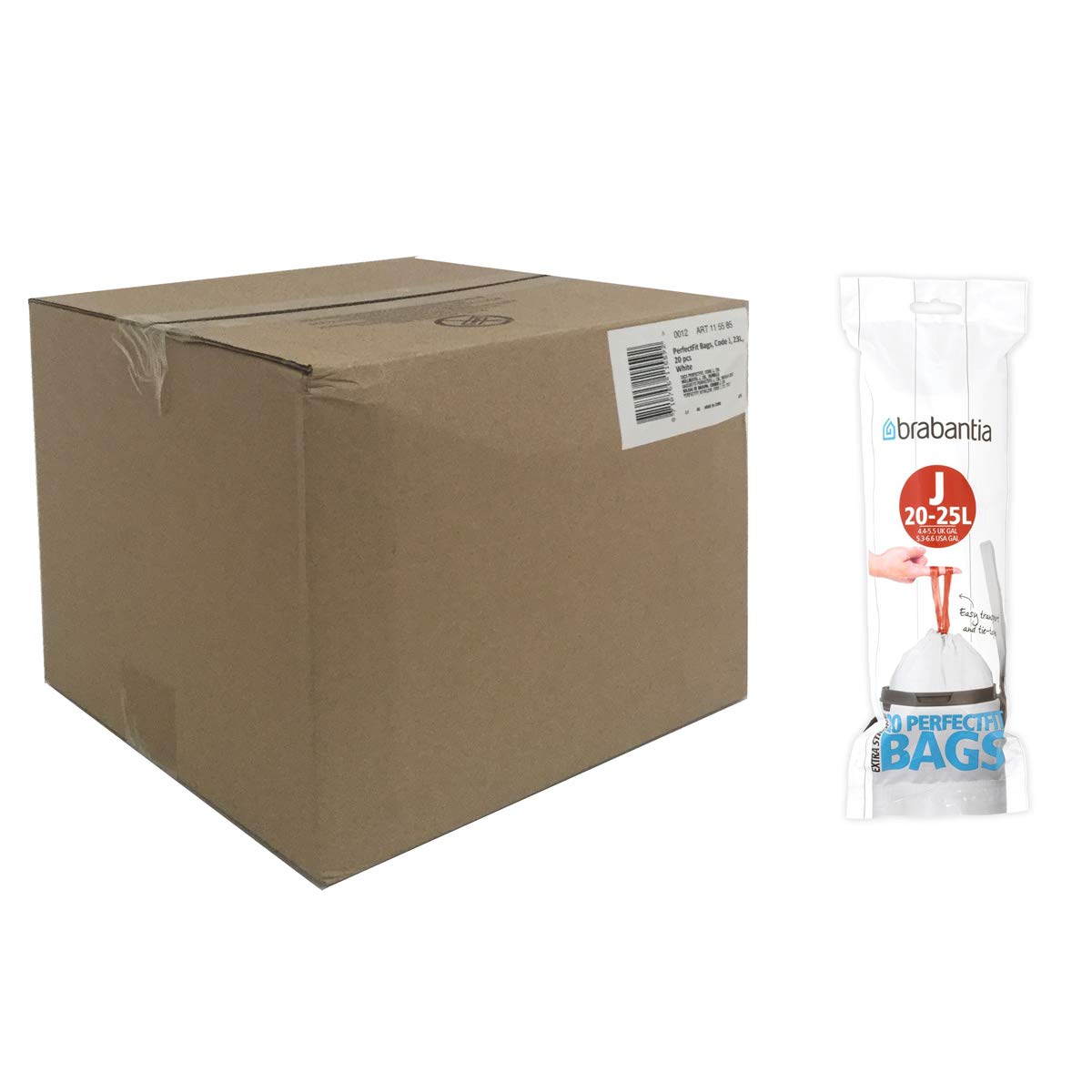 Brabantia Bolsas de basura delgadas, 23 l, tamaño F, paquete de 12