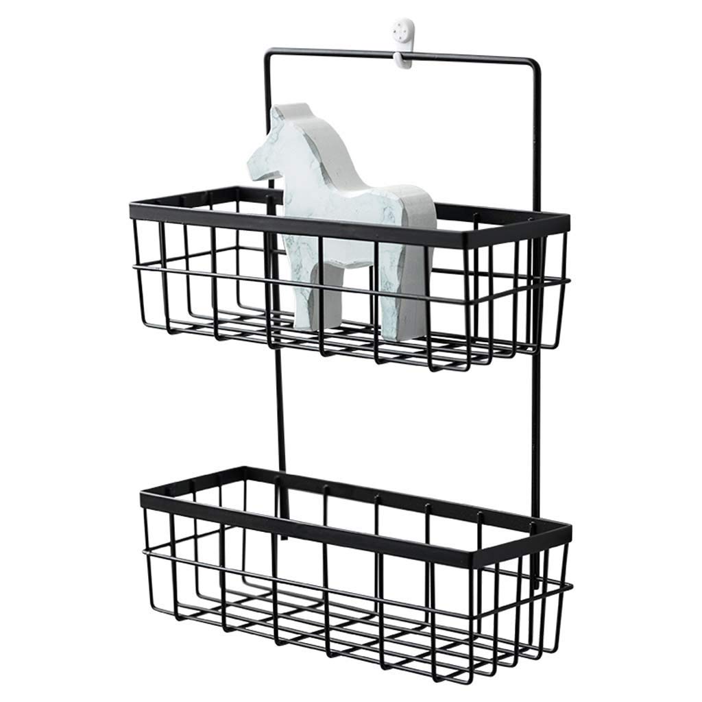 Étagères flottantes en fer noir avec panier de collecte double couche