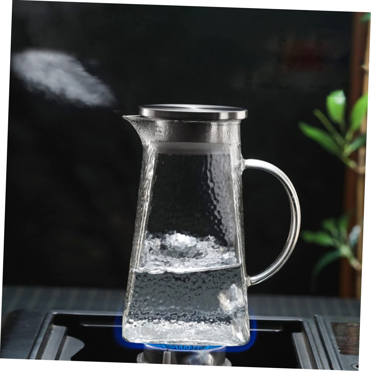 Jarra de Agua de Vidrio Diseño con Cubierta con Tapa 1.8l Capacidad Grande Adecuado para Bebidas Frías y Uso Doméstico en Cocina