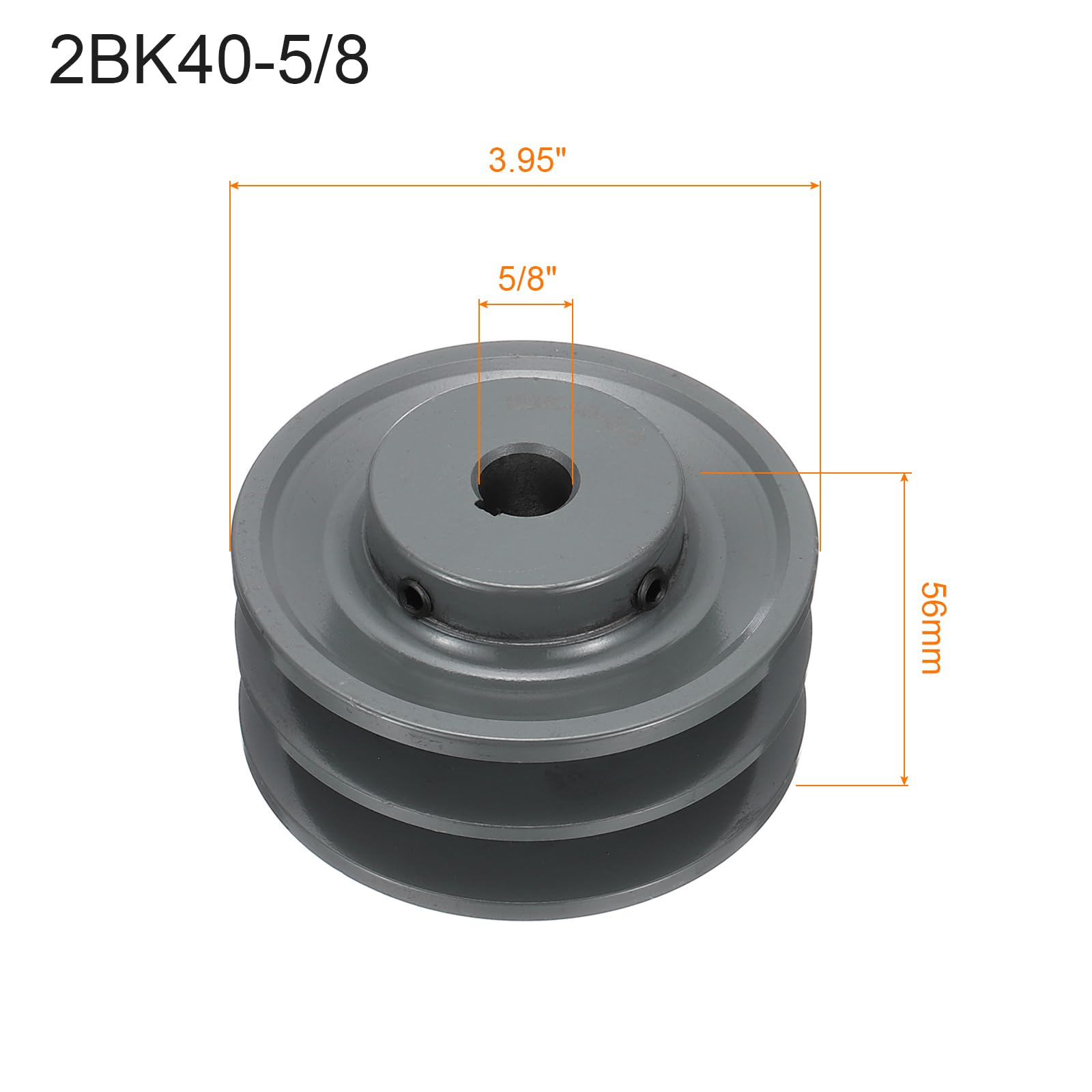QUARKZMAN Puleggia A V 2BK40-5/8 Con Foro 5/8" Diametro Esterno 3.95" Doppia Gola Puleggia A Web Forata Su Misura Ghisa Sezione Cinghia Per Cinghia 3L O B
