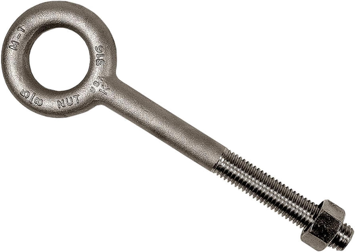 N2014-316SS-6 Plain Pattern Nut Eyebolts, 1-1/2-6" x 6"