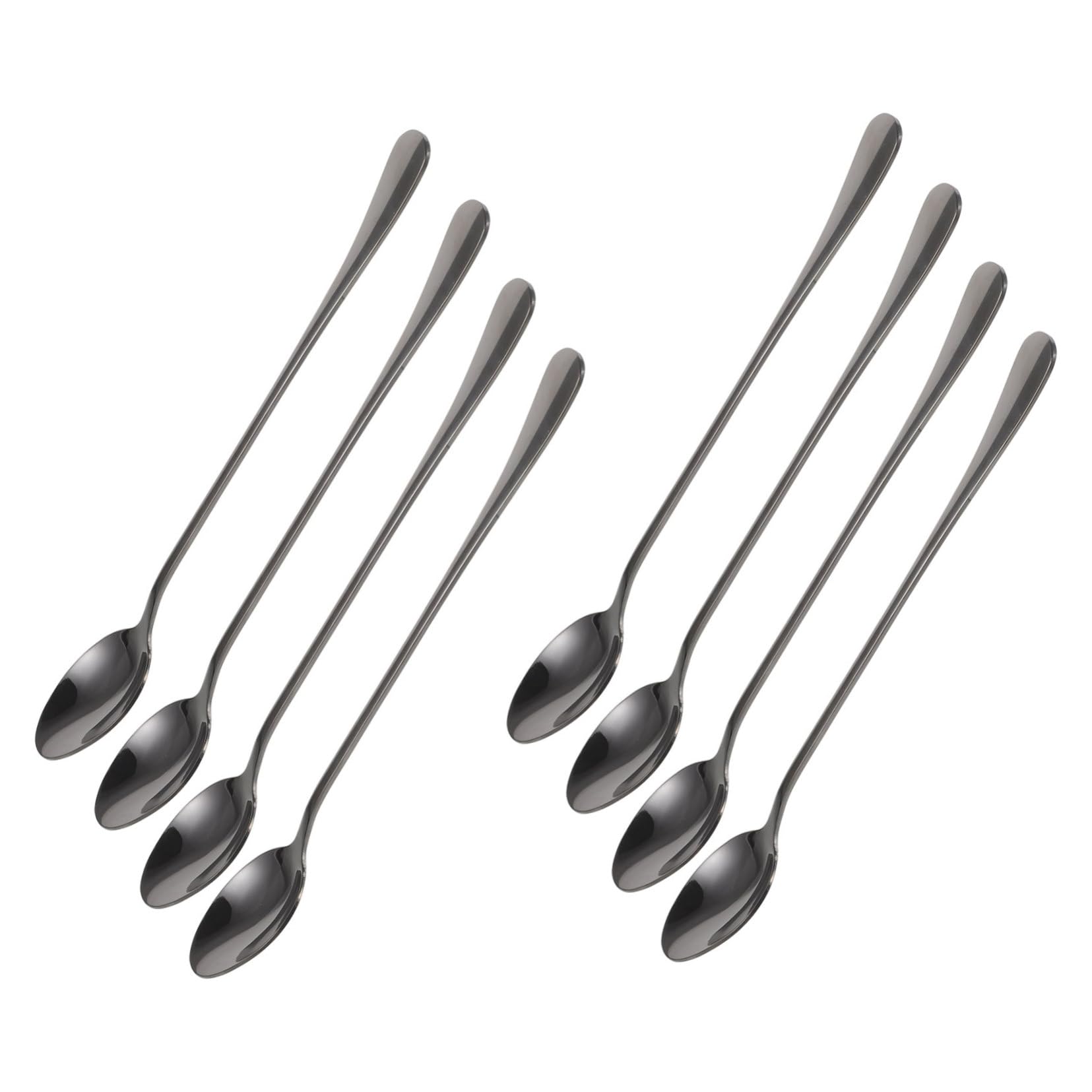PRETYZOOM Piezas Beber Cucharas Cuchara De Mezcla Cuchara Para Helado Cucharas De Sopa De Pastel Portátiles Exquisitas De Cafe Cucharada De Helado Black Acero Inoxidable